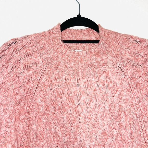 a new day Pink Cable Knit Mock Neck Oversized Tunic Sweater Small Women’s - Picture 2 of 11